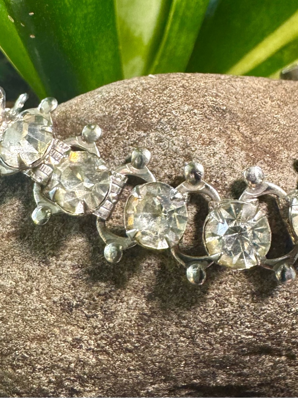 Antique Paste Foil Back line Necklace